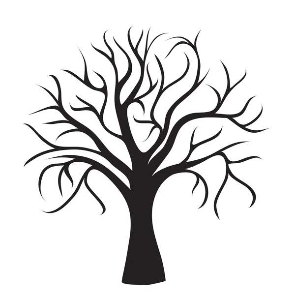 Zwarte boom zonder bladeren — Stockvector
