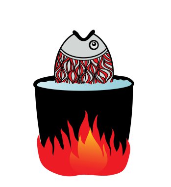 bir yangın suda pişirilmiş balık