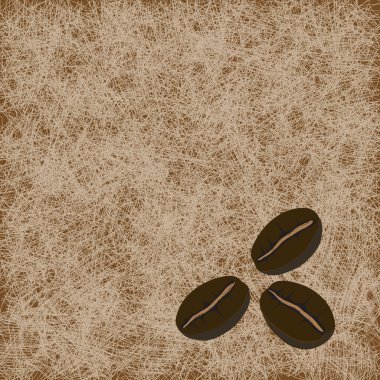 Three coffee beans on light brown background clipart