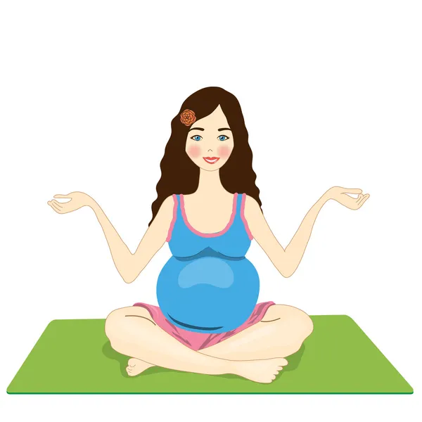 Gravid kvinde yoga. isoleret – Stock-vektor