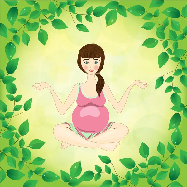 Zwangere vrouw yoga. — Stockvector