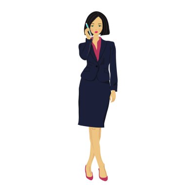 Business lady said by cell phone clipart