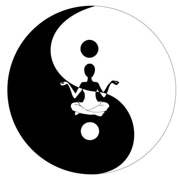 Simbolo Yin Yang e Yoga — Vettoriale Stock