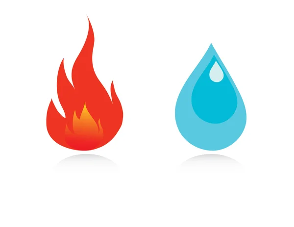 Water drop and fire — Stock Vector