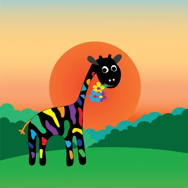 Giraffe beschenkt zum Feiertag — Stockvektor