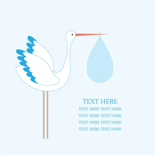 A rajzfilm illusztrációja egy gólya szállít egy újszülött fiú — Stock Vector