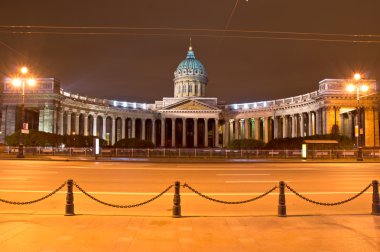 Kazan Cathedral in night, St. Petersburg, Russia clipart