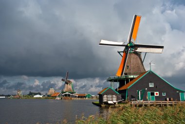 Windmills in Zaanse Schans, Netherlands clipart