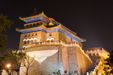 zhengyangmen gatehouse gece manzarası. Beijing, Çin
