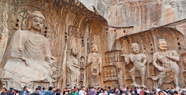 The Big Vairocana and Boddhisatvas in main Longmen Buddha Grotto. clipart