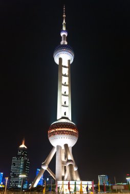 Night view Oriental Pearl tower. Shanghai, China clipart