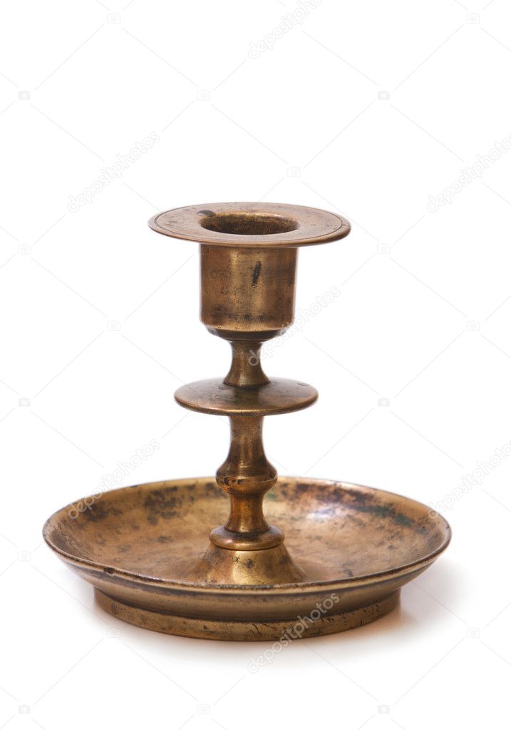 Molded brass candlestick for one candle