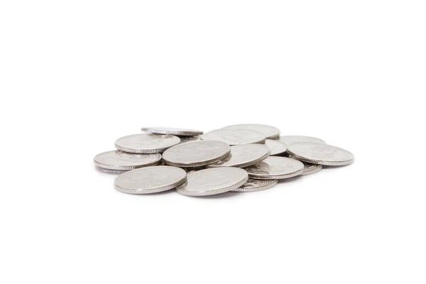 白で隔離されるコイン スタック — ストック写真