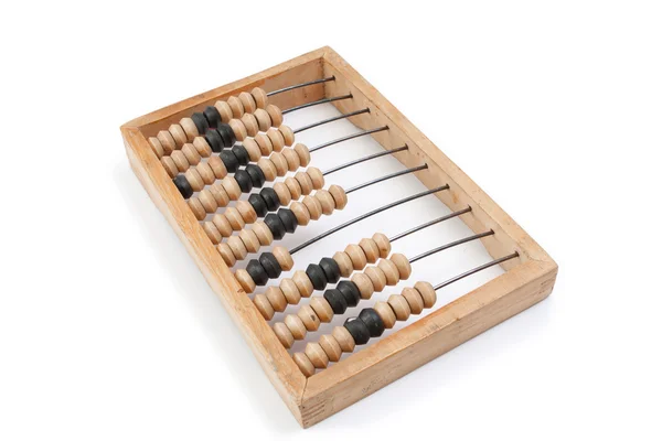 stock image Old wooden abacus with a calculated sum