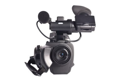 Professional video camera on a white background clipart