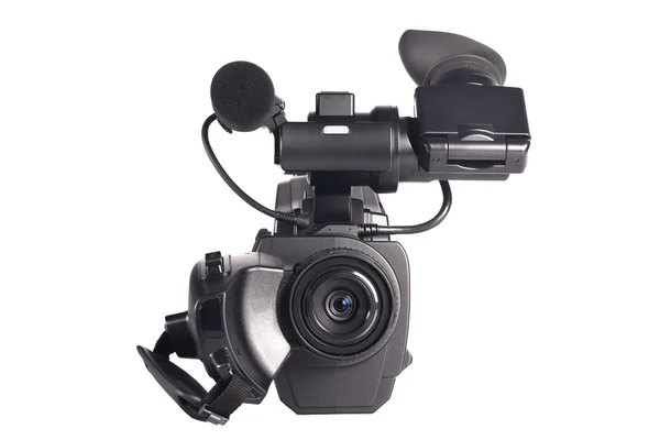 Профессиональная видеокамера на белом фоне — стоковое фото