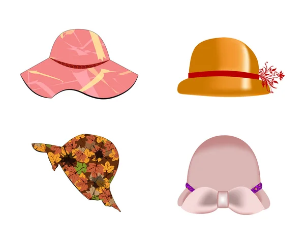 Шляпы для женщин — стоковый вектор