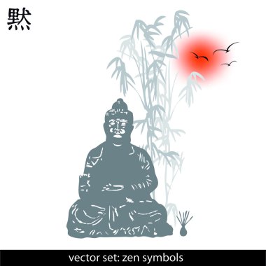 Zen, silhouette, symbols clipart
