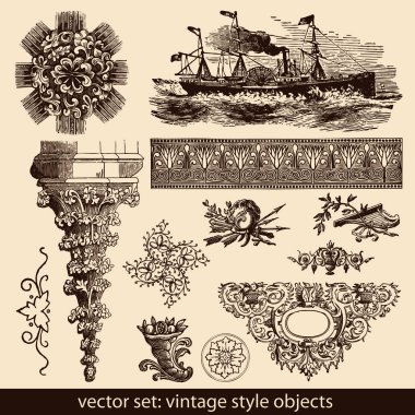 Vintage style objects clipart