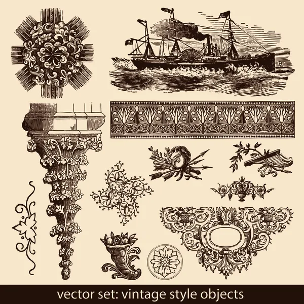 Objekte im Vintage-Stil — Stockvektor