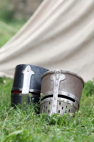 Medieval helmets — Stock Photo, Image