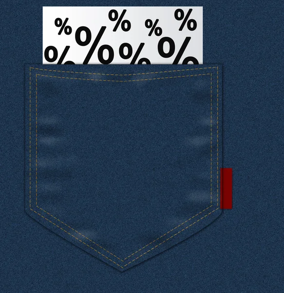 Bolso de calça jeans com percentagens — Fotografia de Stock