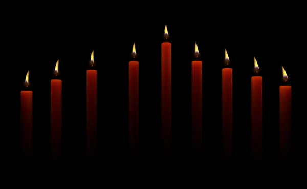 Chanuka přání se svíčkami na černém pozadí — Stock fotografie