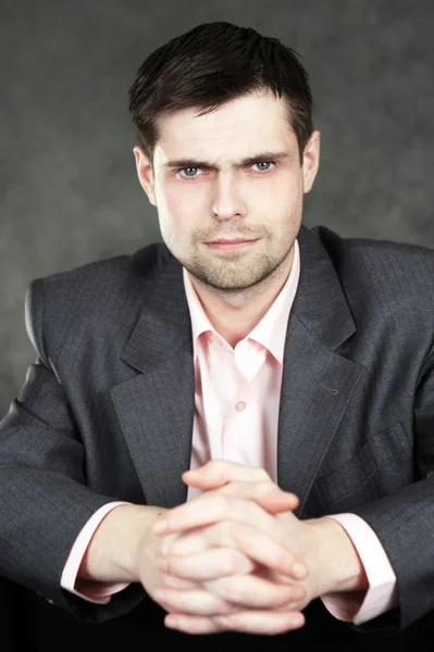 stock image Young business man in gray suit