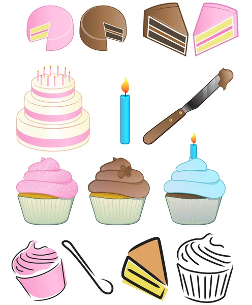 Cupcake Bäckerei Ikone Set — Stockfoto
