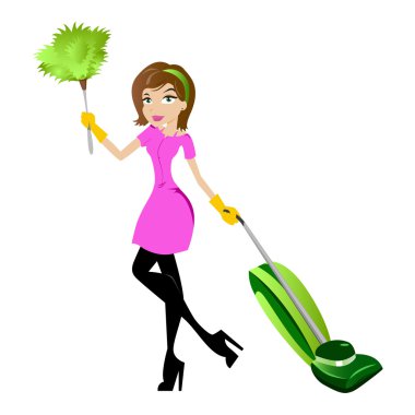 Maid cleaning house clipart