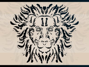 Decorative Lion/with ornate flourishes and swirls clipart