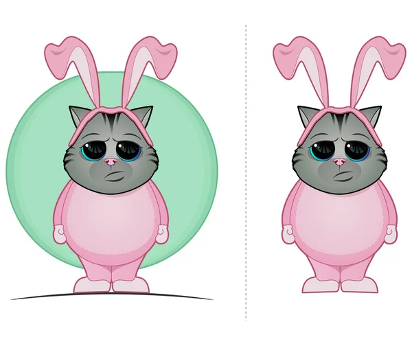 Cat in Easter bunny costume — Stock Vector