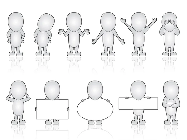 Blank character holding signs set — Stock Vector