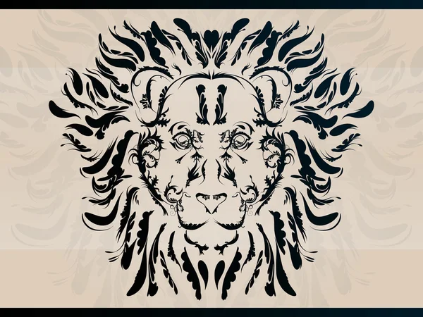 装饰的狮子和华丽的辞藻和漩涡 — 图库矢量图片