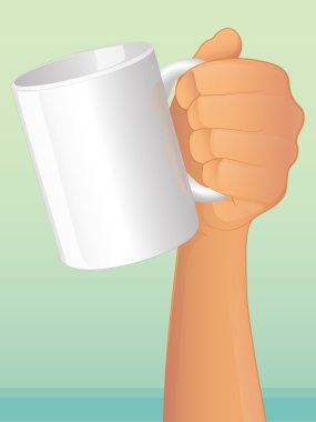 Hand holding a coffee mug clipart