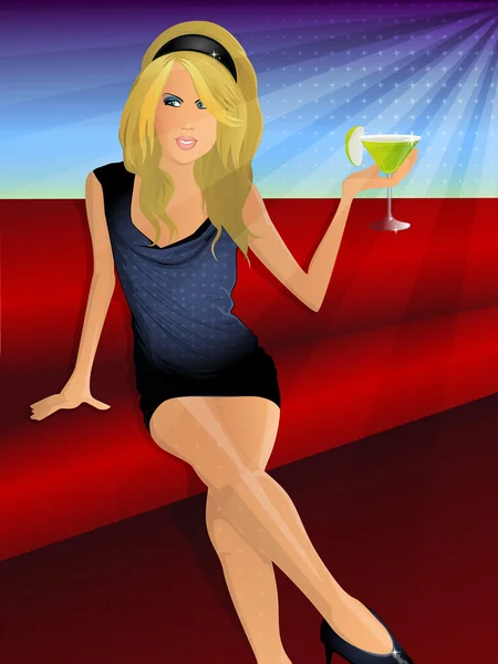 Club meisje met martini — Stockvector