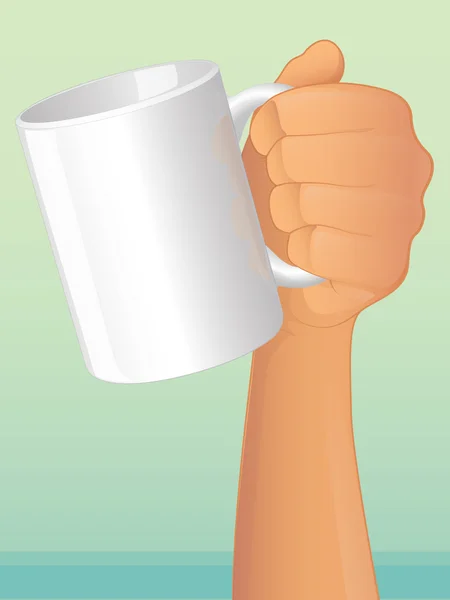Hand holding a coffee mug — Stock Vector