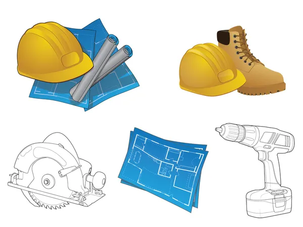 Collection d'icônes de construction / Différents éléments de construction résidentielle — Image vectorielle