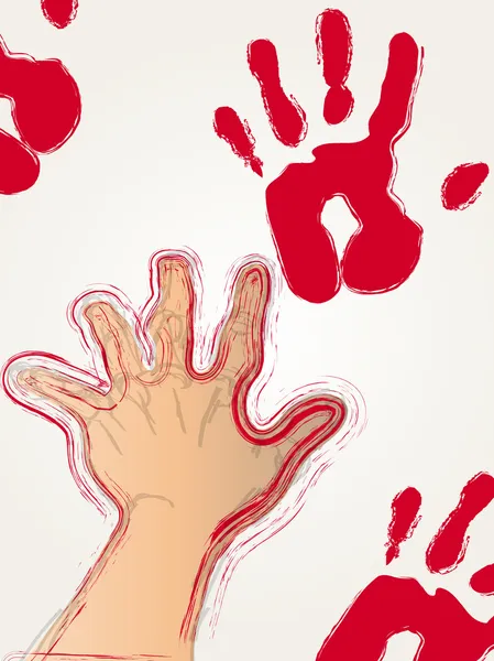Red Hand Print — Stock Vector