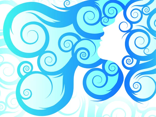 Flowing Hair / Blue Tribal — стоковый вектор