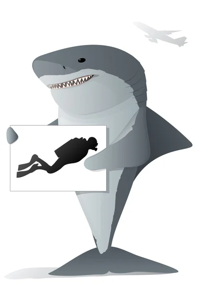 Shark holding a sign — Stock Vector