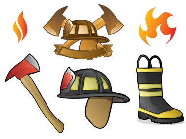 Firefighter and Fireman Icons and Symbols clipart