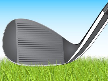 Golf Club Iron Sitting in Blades of Grass clipart