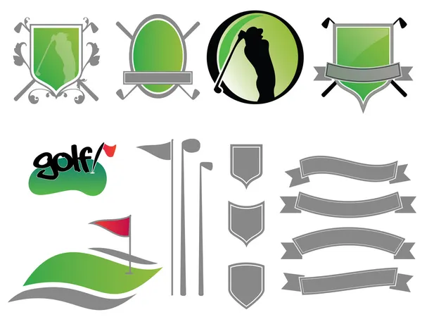 Iconos de golf, elementos, insignias y símbolos — Archivo Imágenes Vectoriales