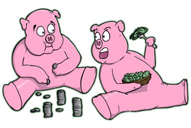 Piggy Bank Characters Cartoon clipart