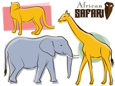 African Safari Animals Retro clipart