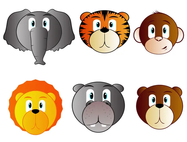 Iconos de animales Safari de dibujos animados — Archivo Imágenes Vectoriales