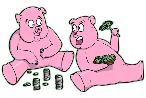 Piggy Bank Characters Cartoon