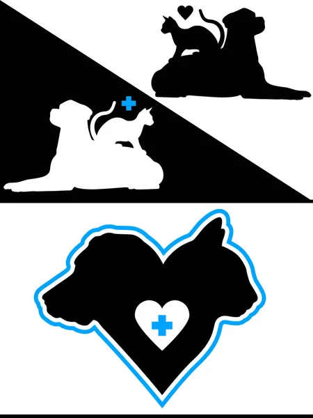 Éléments de conception de silhouette pour chien et chat — Image vectorielle