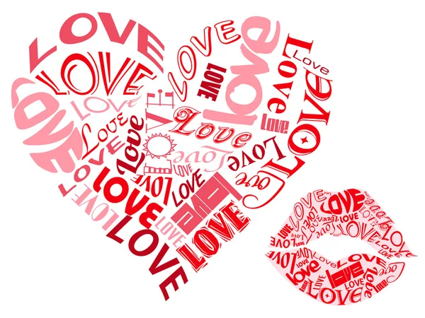 Love/hjärtan och pussar — Stock vektor